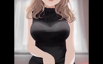 Japanese beauty in a black dress riding dick and covered in cum!