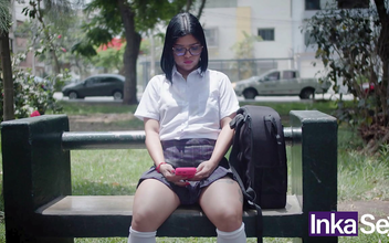 Shy 18-year-old college girl with a big booty skips class and gets caught by stranger with a massive ***