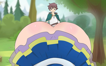 Unleash the Beauty ~ Aqua in a Short Skirt Seducing Kazuma in Hentai Cartoon Parody!