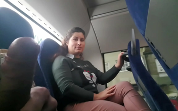 Seductive Exhibitionist & Horny Milf's Hot Sucking & Jerk Off Session on Bus