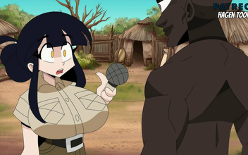 Japanese Beauty Audrey Surrounded by Big Dicks in Hagen Toons' Tribe