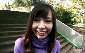 Japanese Teen Gets Her First Blowjob in a Car by an Older Man