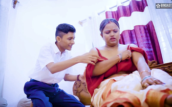 Desi Indian Step grandson fucks Step grandma in hardcore action, finishing with a mouthful! (Hindi Audio)